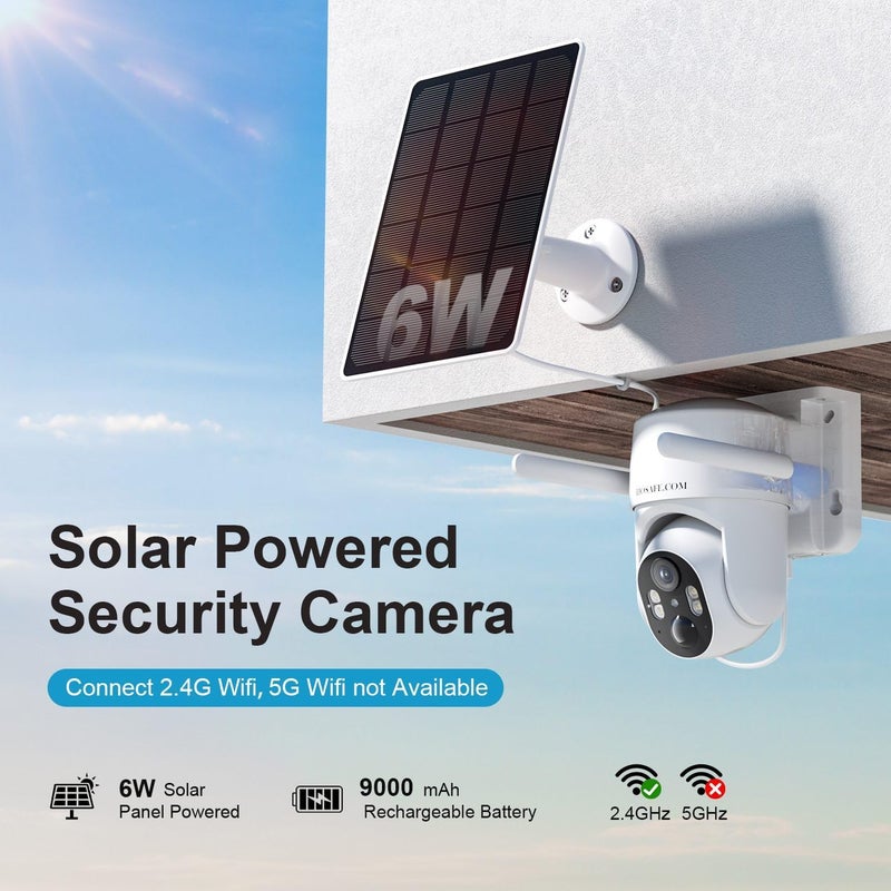 HOSAFE.COM Outdoor Security Camera Wireless, 360° PTZ Remote Wireless Cameras for Home Security Solar Powered, 2K Solar Security Camera with Spotlight Color Night Vision, PIR Sensor, 2-Way Audio, 2 Pack - Image 2